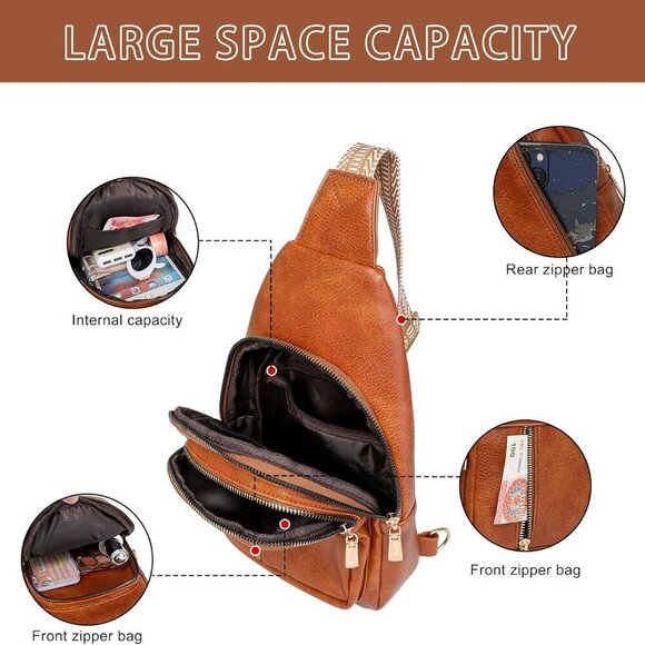 Leather Small Crossbody Sling Bag for Women Travel Cycling Fanny Pack Purse main image 2